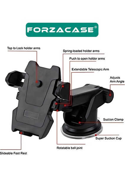 360 Derece Döner Araç Içi Torpido ve Cam Vantuzlu Telefon Tutucu - FC643 indirimleri