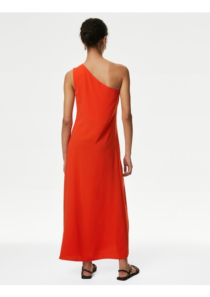 Regular Fit Tek Omuz Midi Elbise