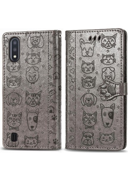 Samsung Galaxy A01 Için Kılıf Kısa Kayış Darbeye Deri Kılıf Flip (Yurt Dışından)