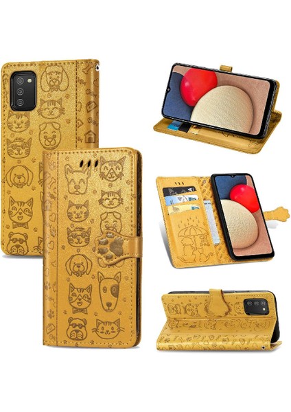 Samsung Galaxy A02S Karikatür Hayvanlar Darbeye Kapak Kılıfı (Yurt Dışından)