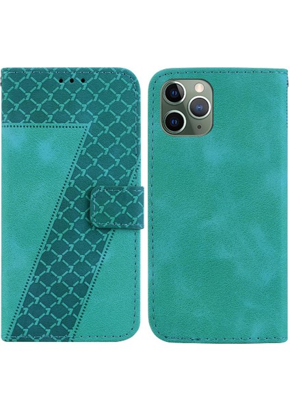 Iphone 11 Için Telefon Kılıfı Pro Kabartmalı Desen Pu Deri Kart Yuvası Cüzdan (Yurt Dışından)