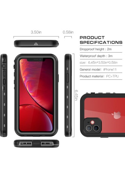 Iphone 11 Için Kılıf 12FT Askeri Darbeye Dayanıklı IP68 Su Geçirmez Tam Ekran (Yurt Dışından) modelleri