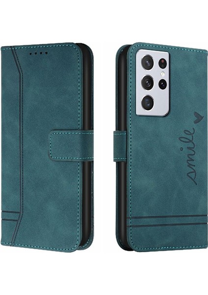 Samsung Galaxy S21 Ultra Pu Deri Flip Folio Cüzdan El Için Telefon Kılıfı (Yurt Dışından)
