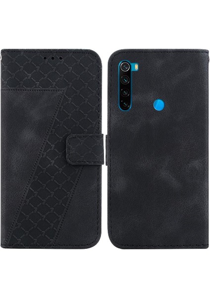 Telefon Kılıfı Için Xiaomi Redmi Not 8 Kabartmalı Desen Kart Yuvası Fonksiyonu Pu (Yurt Dışından)