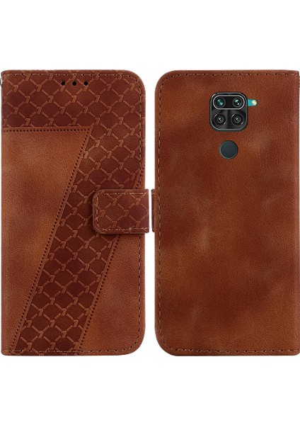 Telefon Kılıfı Için Xiaomi Redmi Not 9 Kabartmalı Desen Pu Deri Kart Yuvası (Yurt Dışından)