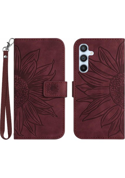 Samsung Galaxy A24 4g Kabartmalı Ayçiçeği Lüks Pu Deri Flip Case (Yurt Dışından)