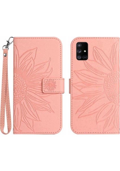 Samsung Galaxy A71 5g Için Kılıf Lüks Pu Deri Kısa Kayış Kabartmalı Flip (Yurt Dışından)