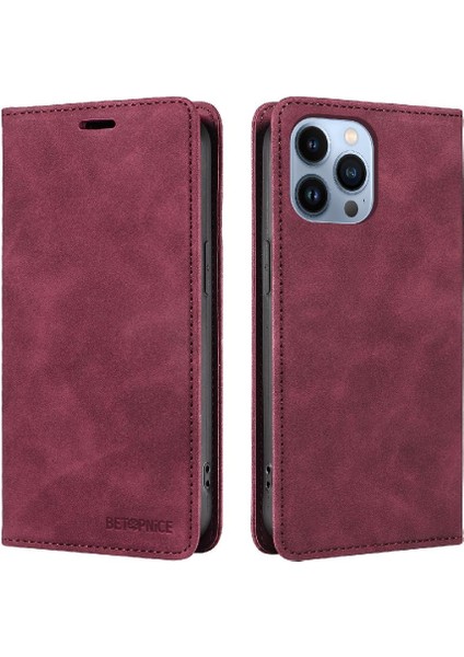 Iphone 13 Için Kılıf Pro Max Pu Deri Koruyucu Manyetik Folio Cüzdan (Yurt Dışından)