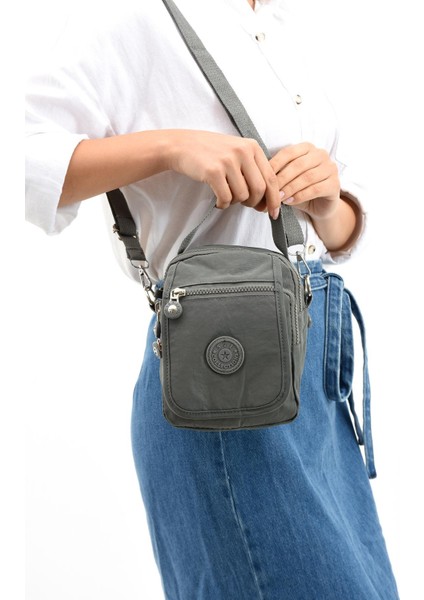 Çapraz Askılı Ultra Hafif Çok Cepli Unisex Çantası Gri (Model: 571-6K)