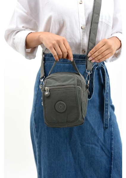 Çapraz Askılı Ultra Hafif Çok Cepli Unisex Çantası Gri (Model: 571-6K)