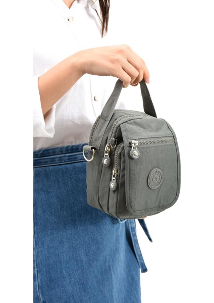 Çapraz Askılı Ultra Hafif Çok Cepli Unisex Çantası Gri (Model: 571-6K)