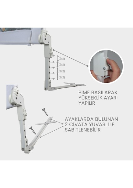 Bed Guard Asansörlü, Renkli Desenli Çocuk Yatak Bariyeri, Yatak Korkuluğu, Bebek Güvenlik Bariyeri 150X60-70 cm