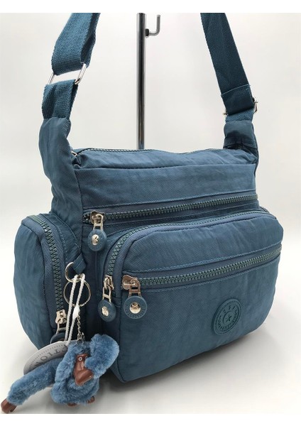 Çapraz Askılı Ultra Hafif Çok Cepli Omuz Çantası Mavi (Model: 571-6F)