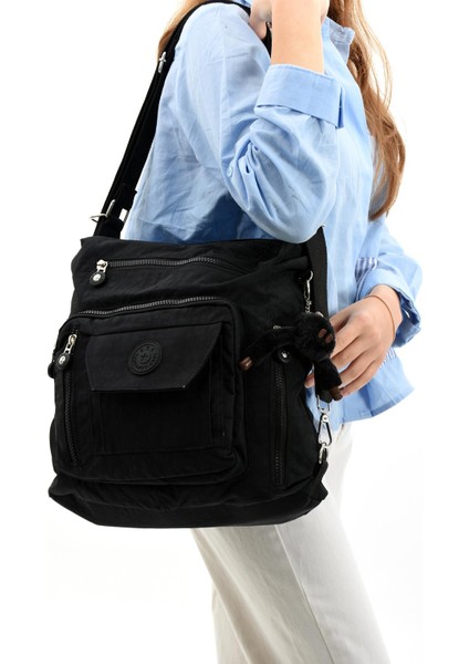 Ultra Hafif Hem Sırt Hem Omuz Kadın Çantası Siyah (Model: 571-5B)
