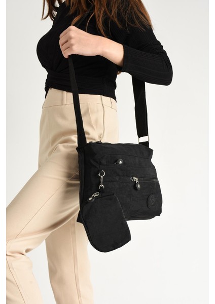 Çapraz Askılı Ultra Hafif Çok Cepli Omuz Çantası Siyah (Model: 571-6I)