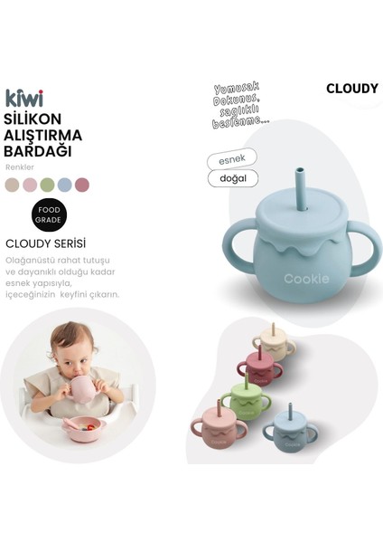 Cloudy 11 Parça Full Silikon Bebek Beslenme Seti: Olive Renk, Bpa/pvc Içermez, Doğal, Güvenli, Esnek