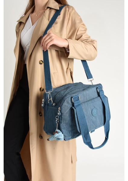 Ultra Hafif Su Geçirmez Çok Cepli Omuz Çantası Mavi (Model: 571-5C)