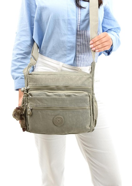 Çapraz Askılı Ultra Hafif Çok Cepli Kadın Omuz Çantası Vizon (Model: 571-6A)