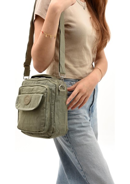Unisex (Bay-Kadın) Ķüçük Boy Çapraz Askılı El Çantası (Evrak, Telefonluk , gündelik) Vizon (Model: 571-7E)