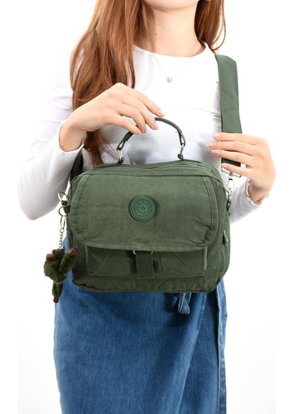 Çapraz Askılı Ultra Hafif Çok Cepli Kadın Omuz Çantası Yeşil (Model: 571-6P)