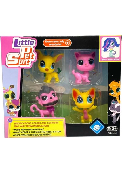 Little Pet Suit Neşeli Minişler 4'lü Ailesi Pet Star Miniş Koleksiyonu Oyuncak Figür