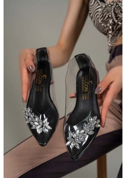 Transparent Women's Stone Ballerinas 0012953