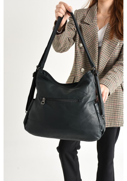 Yıkanmış Deri Hem Sırt Hem Omuz Çantası Mavi (Model: 571-9-10D) modelleri