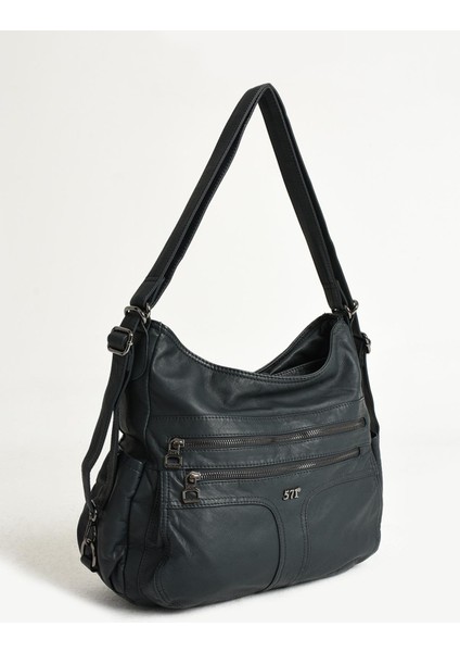 Yıkanmış Deri Hem Sırt Hem Omuz Çantası Mavi (Model: 571-9-10D) indirimleri