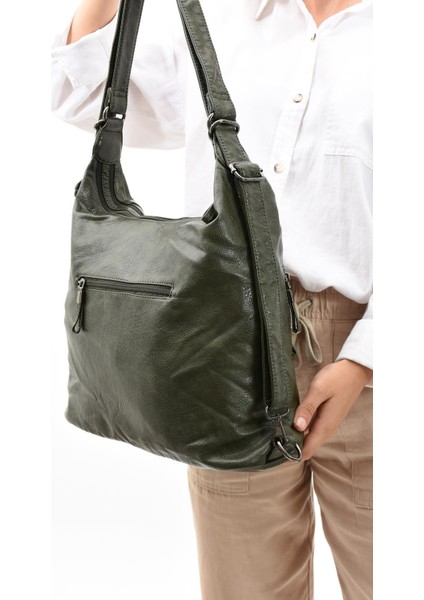 Suni Deri Yumuşak Dokumalı Sırt Omuz Çantası Yeşil (Model: 571-11-13B) modelleri