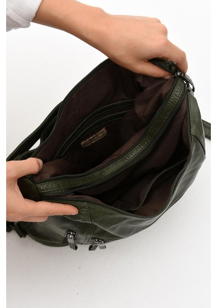 Suni Deri Yumuşak Dokumalı Sırt Omuz Çantası Yeşil (Model: 571-11-13B) indirimleri