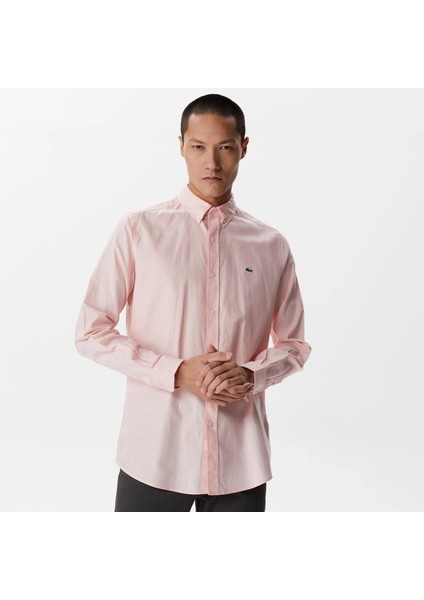 Lacoste Erkek Slim Fit Düğmeli Yaka Pembe Gömlek modelleri