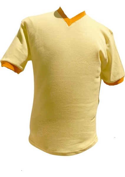 Promosyon V Yaka Tshırt Turuncu Yakalı