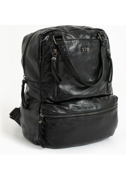 Suni Deri Sırt Çantası Siyah (Model: 571-9-12D)