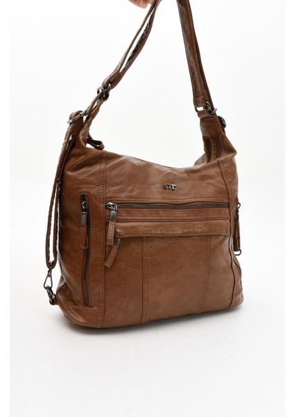 Suni Deri Yumuşak Dokumalı Sırt Omuz Çantası Taba (Model: 571-11-13B) indirimleri