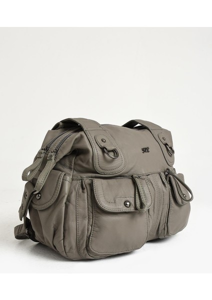 Suni Deri Çapraz Askılı Çok Bölmeli Omuz Çantası Gri (Model: 571-11-10F) indirimleri