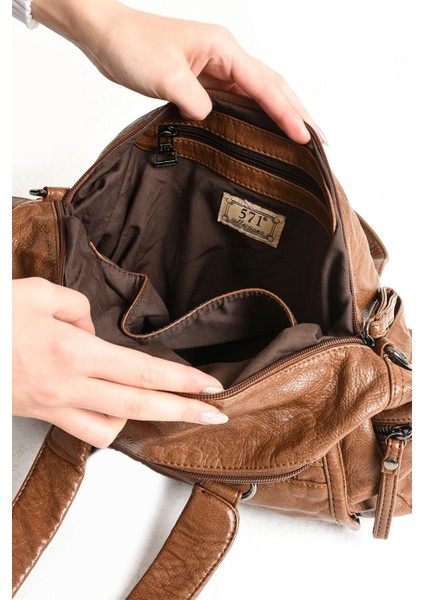 Suni Deri Çok Bölmeli Çapraz ve Omuz Çantası Taba (Model: 571-9-12FF) fırsatları