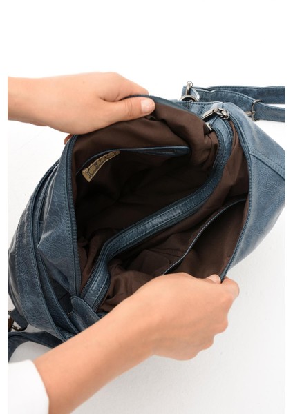 Suni Deri Yumuşak Dokumalı Sırt Omuz Çantası Mavi (Model: 571-11-13B) fırsatları