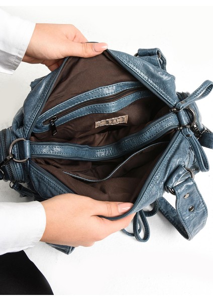 Suni Deri Omuz Çantası Mavi (Model: 571-11-13D) fırsatları