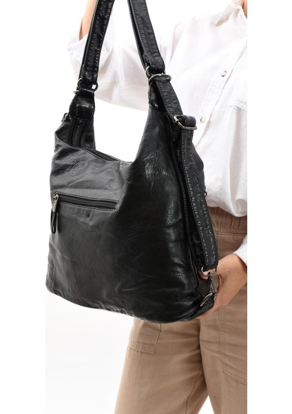 Suni Deri Yumuşak Dokumalı Sırt Omuz Çantası Siyah (Model: 571-11-13B) modelleri