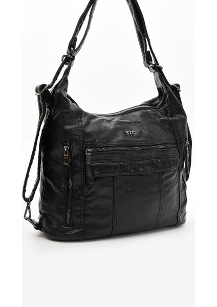 Suni Deri Yumuşak Dokumalı Sırt Omuz Çantası Siyah (Model: 571-11-13B) indirimleri