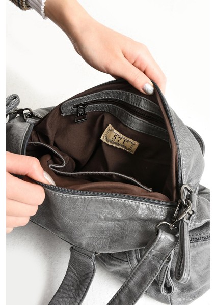 Suni Deri Çok Bölmeli Çapraz ve Omuz Çantası Gri (Model: 571-9-12FF) fırsatları