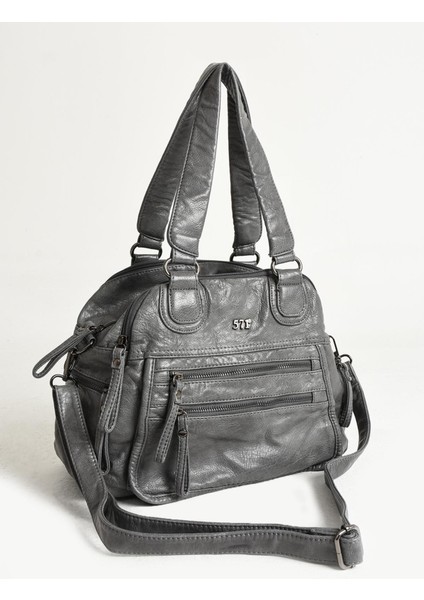 Suni Deri Çok Bölmeli Çapraz ve Omuz Çantası Gri (Model: 571-9-12FF) indirimleri