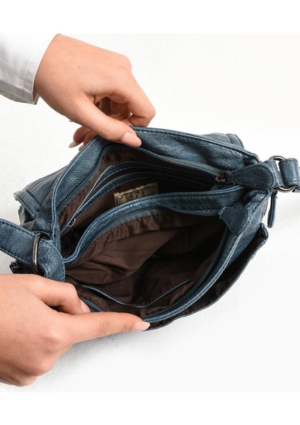 Suni Deri Omuz Çantası Mavi (Model: 571-11-13E) fırsatları