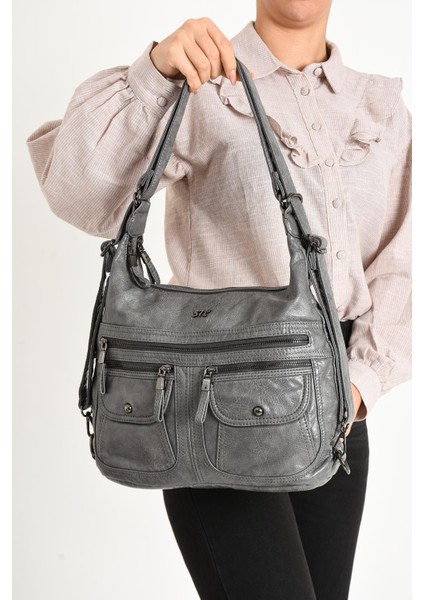 Suni Deri Yumuşak Dokumalı Sırt Omuz Çantası Gri (Model: 571-11-13A) fiyatları