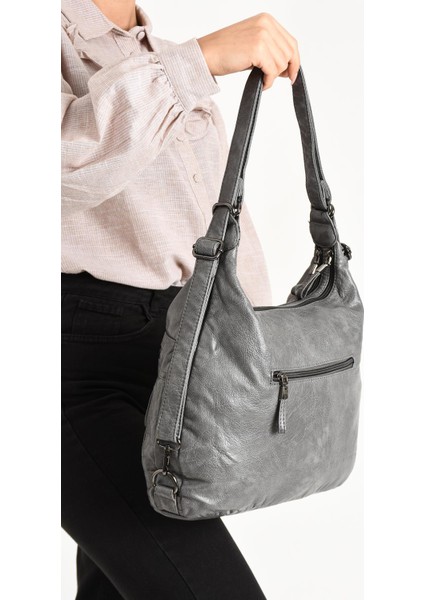 Suni Deri Yumuşak Dokumalı Sırt Omuz Çantası Gri (Model: 571-11-13A) modelleri