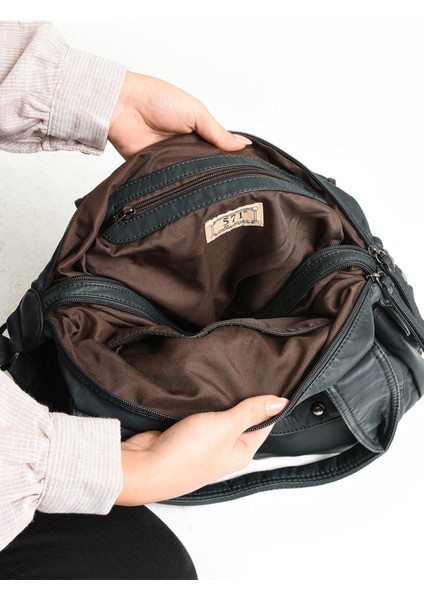 Suni Deri Çapraz Askılı Çok Bölmeli Omuz Çantası Mavi (Model: 571-11-10F) fırsatları