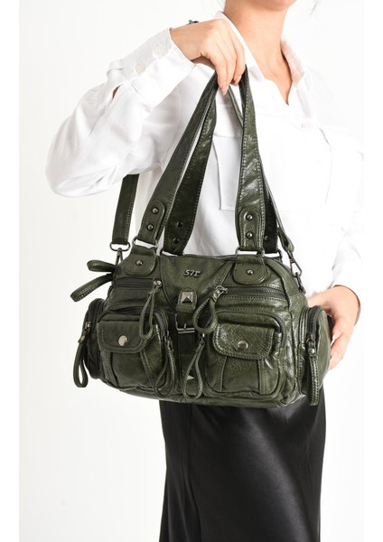 Suni Deri Omuz Çantası Yeşil (Model: 571-11-13D)