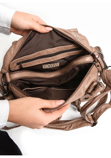 Suni Deri Omuz Çantası Vizon (Model: 571-11-13D) fırsatları