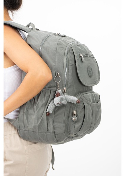 Ultra Hafif Çok Cepli Su Geçirmez Sırt Çantası Unisex Gri (Model: 571-2E)