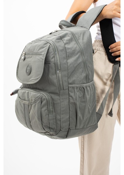 Ultra Hafif Çok Cepli Su Geçirmez Sırt Çantası Unisex Gri (Model: 571-2E)